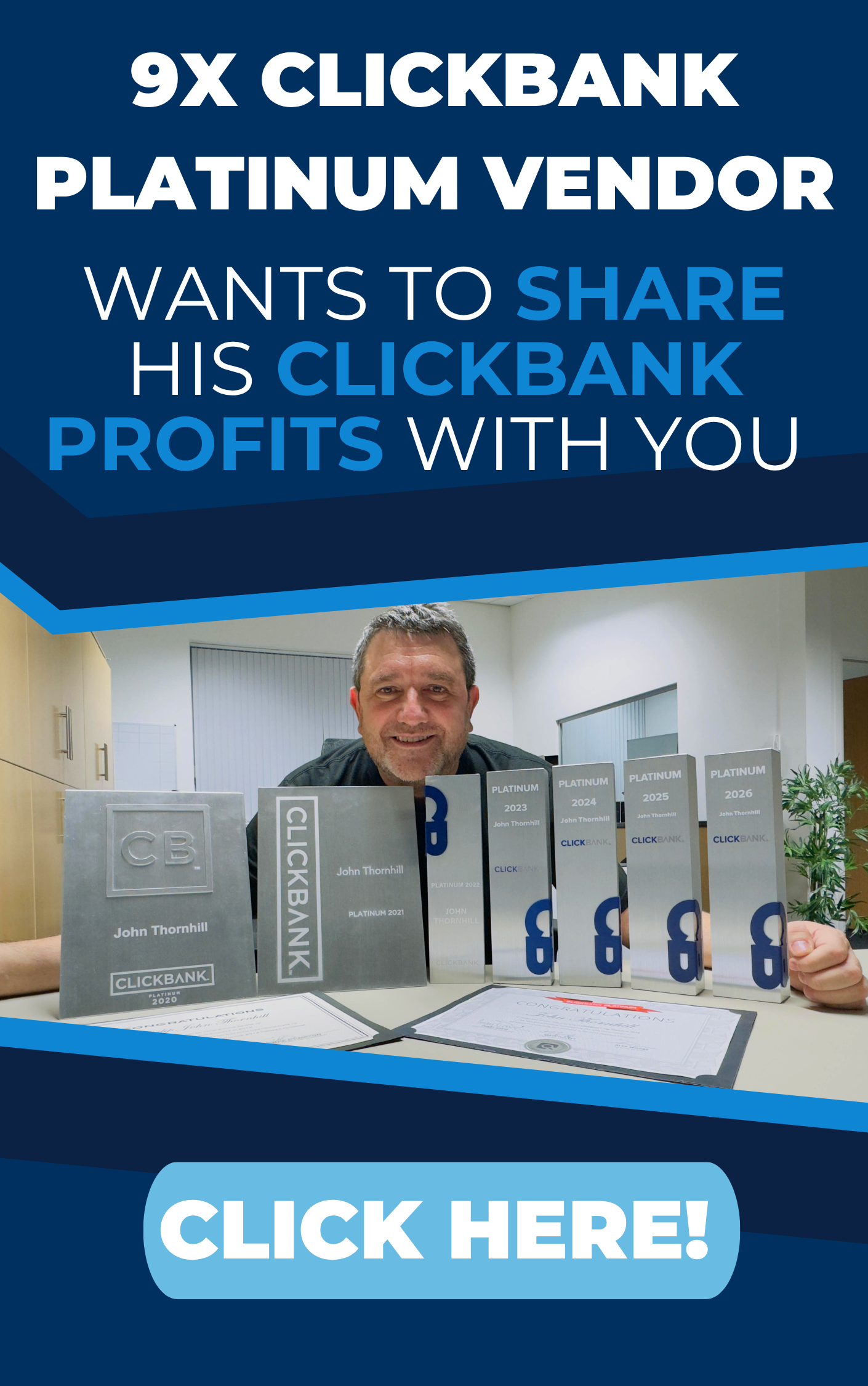 John Thornhill promoting the ClickBank Profit Club affiliate marketing program