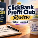 ClickBank Profit Club advertising shown in a offfice setting