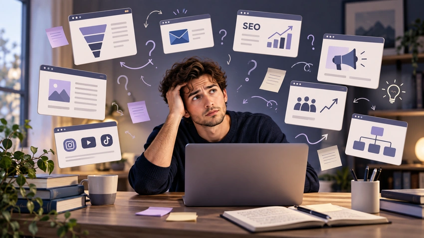 Image of a confused affiliate marketer not knowing what to do.