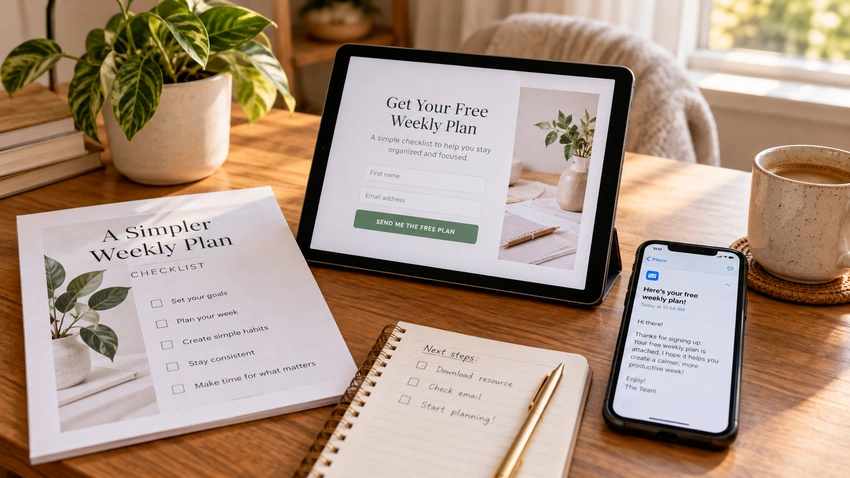 free resource and email signup workflow for beginners